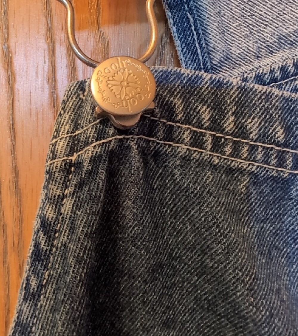 Vintage 90s Denim Disney Winnie the Pooh Overalls Shorts - Blue - Picture 3 of 7